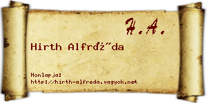 Hirth Alfréda névjegykártya